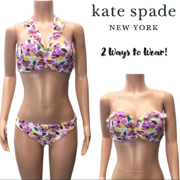 2pc Kate Spade White Floral Cruise Convertible Bikini Set - Picture 1 of 12